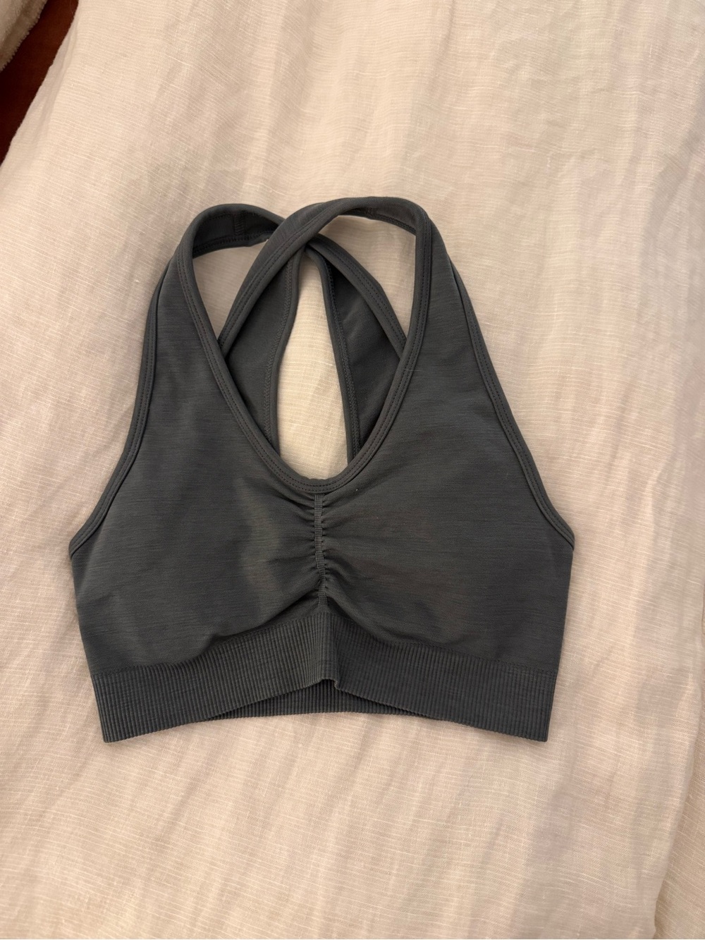 Seamless Cross-Back Sports Bralette - Slate Gray